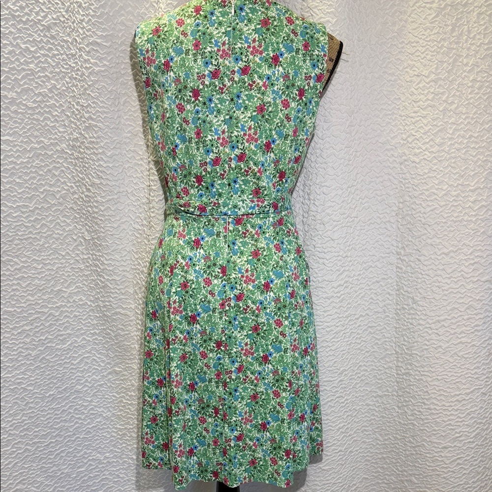 Anne Klein Green Floral Fit & Flare Midi Dress with Pink & Blue Accents - Picture 6 of 10